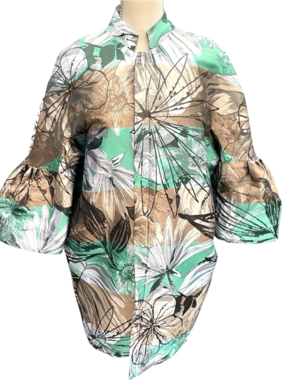 Marco Bologna (Italy) Green/Taupe/Grey Floral Print Avant Garde Jacket (10/12)